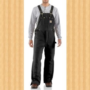 Carhartt Bib Overall Black Duck Lined 34 x 30